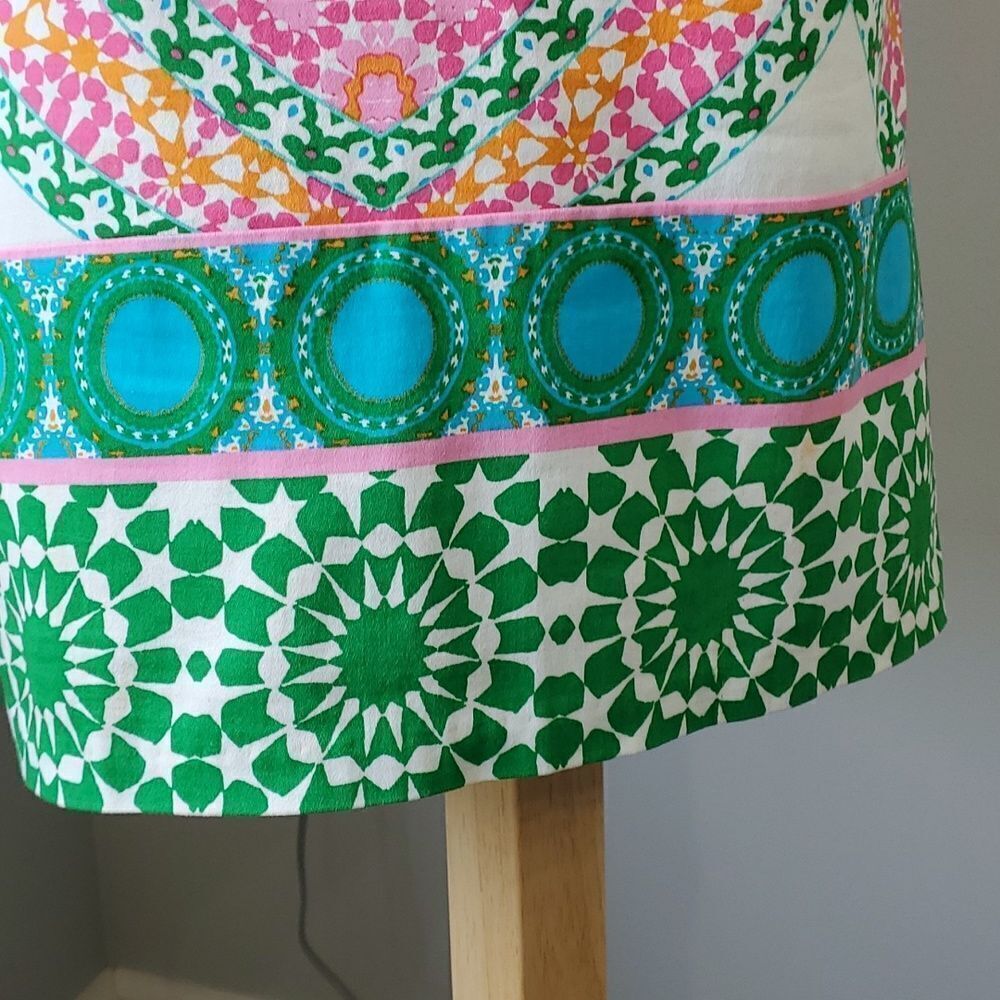 London Times White Midi Dress with Pink, Green and Turquoise Print - Picture 3 of 11